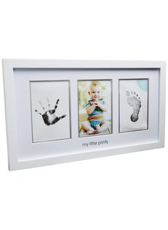 pearhead Pearhead Babyprints Newborn Handprint and Footprint Photo Frame Kit with Included Clean-Touch Ink Pad, Gender-Neutral Baby Keepsake, Baby Nursery Décor, White  - Image 1