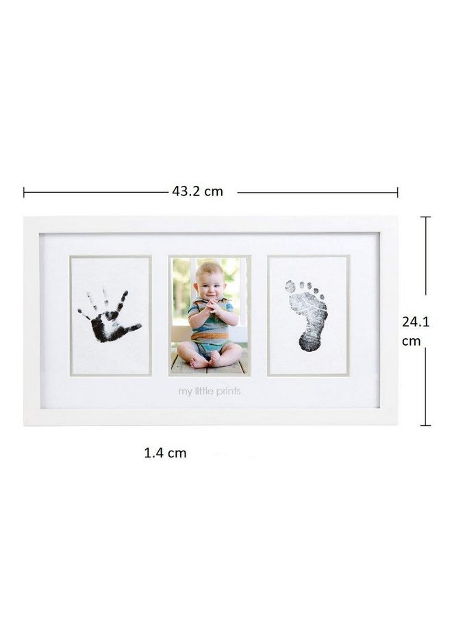 بيرل هيك طقم إطار صور بصمات اليد والقدم لحديثي الولادة من Pearhead Babyprints مع وسادة حبر Clean-Touch، هدية تذكارية محايدة بين الجنسين، ديكور غرفة الأطفال، أبيض  - Image 2