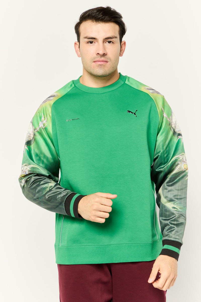 PUMA Puma x Sorayama Men Relaxed Fit Long Sleeves Outdoors Sweatshirts, Green  - Image 1