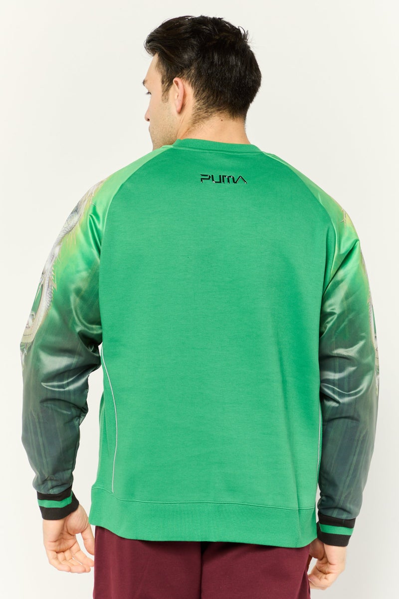 PUMA Puma x Sorayama Men Relaxed Fit Long Sleeves Outdoors Sweatshirts, Green  - Image 4