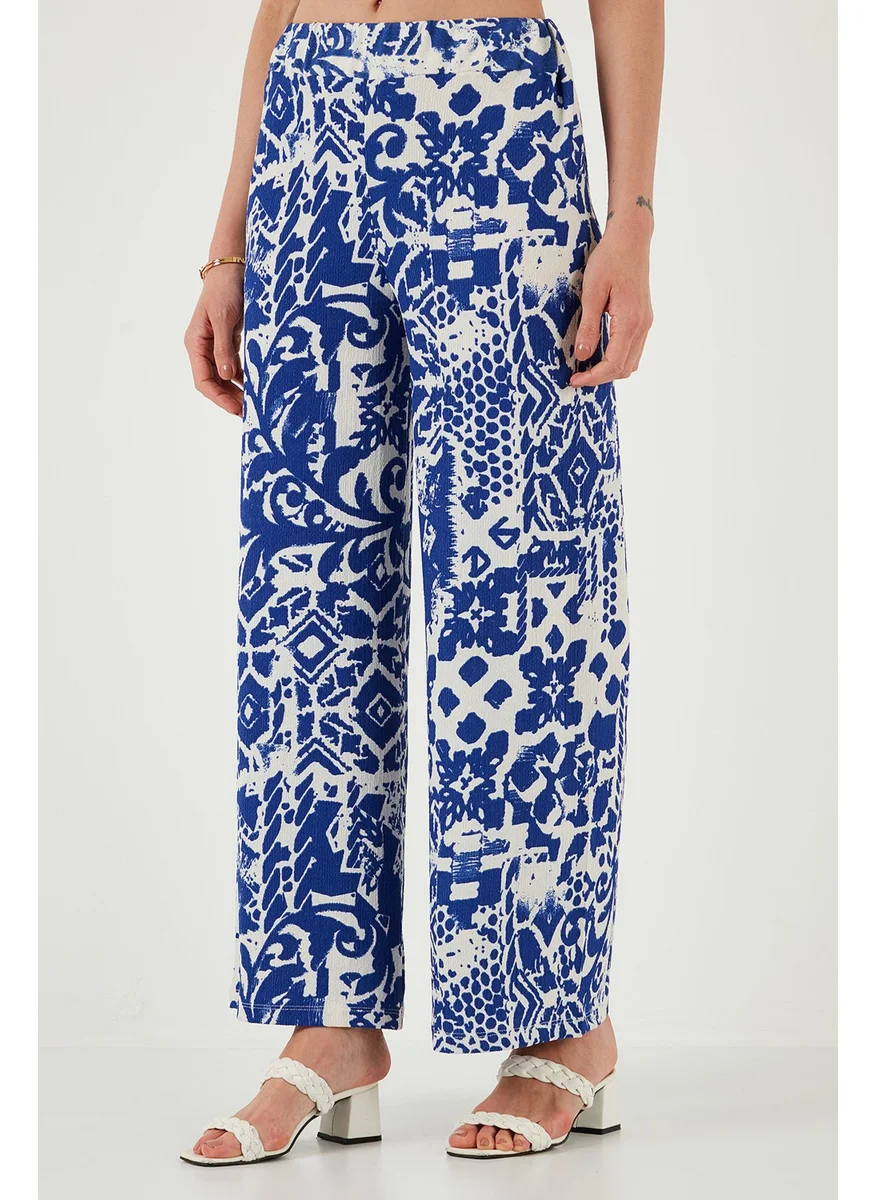Lela Patterned Standard Fit High Waist Wide Leg Trousers Women's Trousers 5869019