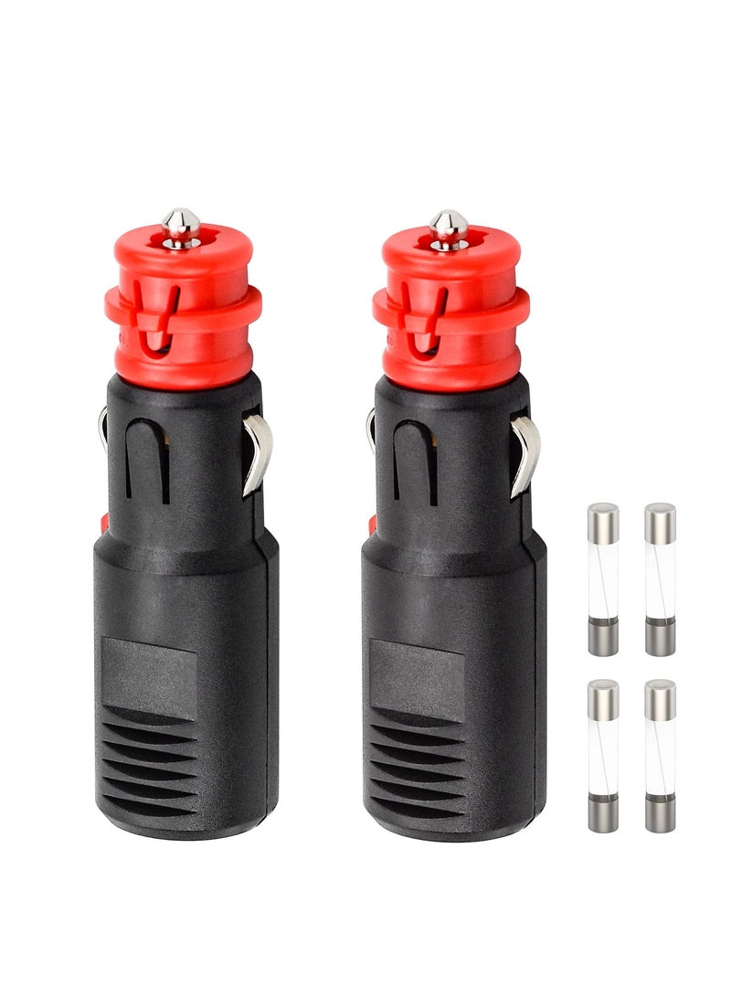 SYOSI 2Pcs Car Cigarette Lighter Adapter with 10A Fuse Universal Plug for Cigarette Lighter Socket 12V to 24V Universal Cigarette Lighter Plug, Random Tinning and Screw Connections.  - Image 1