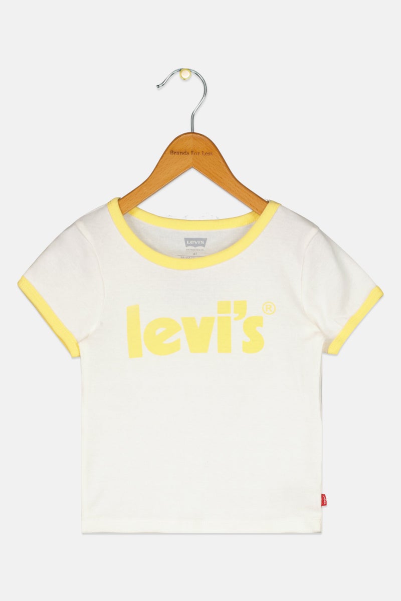 Levi's Toddlers Girl Brand Logo Short Sleeve T-Shirt, Off White - Image 1
