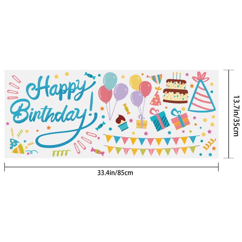 PLIGREAT Blue Happy Birthday Cake Wall Stickers, Peel and Stick Wall Decals, Removable Self-Adhesion Colorful Vinyl Wall Sticker for Birthday Party Dining Room Home Decoration DIY Art Decor - Image 4