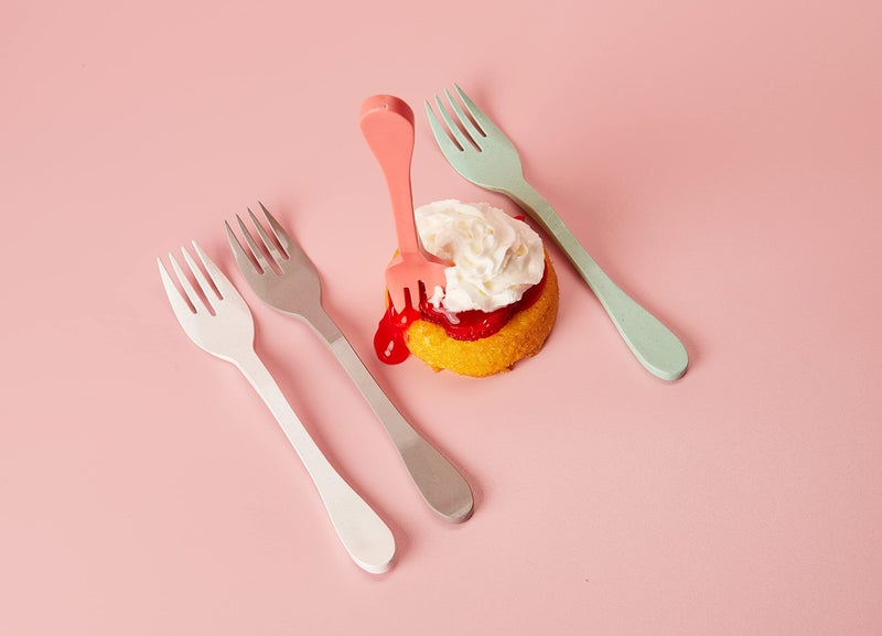 KNORK Eco 12 Piece (Fork  Knife  Spoon) Plant Based Cutlery Bamboo Reusable Flatware Set  (Mint  coral  white  gray) - Image 4