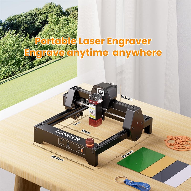 LONGER Ray5 mini Laser Engraver, 12000mm/min High-Speed Cutter for Wood, Metal, Acrylic, Leather, DIY CNC, 140x130mm Engraving Area, WiFi, Emergency Stop Safety (2.5W)ï¼ŒLaser Class2 - Image 2