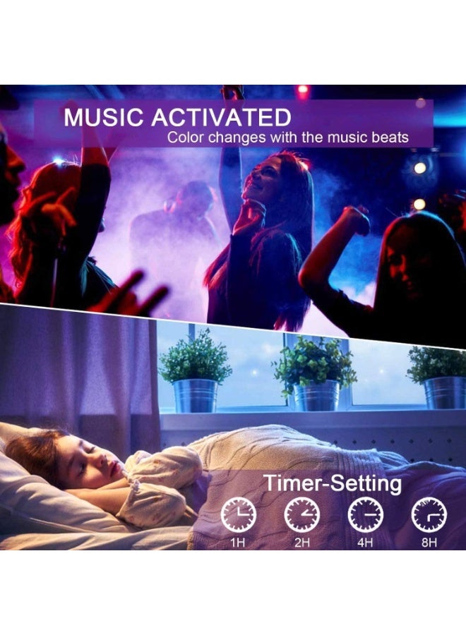 لياكم شريط إضاءة LED RGB لغرفة النوم، إضاءة خلفية LED للتلفزيون، بطول 3 أمتار/9.8 أقدام، مع تحكم عبر تطبيق بلوتوث، مناسب للتلفزيونات من 40 إلى 60 بوصة. مقاوم للماء، 16 مليون لون، مزامنة موسيقية، تغيير الألوان، وظيفة التوقيت، محول طاقة USB، إضاءة LED مثالية لغرفة النوم، التلفزيون، الكمبيوتر المكتبي، زينة أحواض السمك. إضاءة زينة رمضان، إضاءة رمضانية. - Image 3