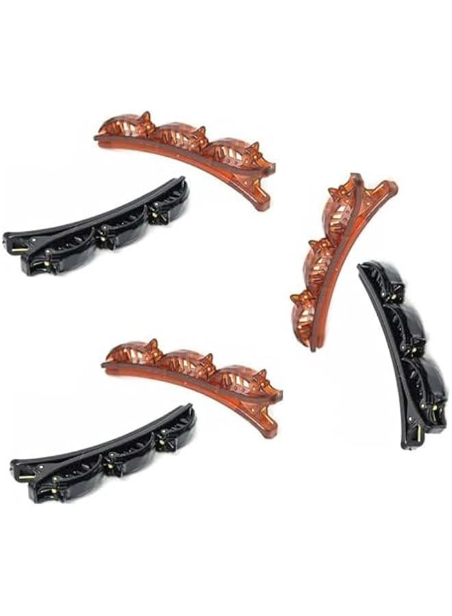 Generic Hair Clip, 6 Count - Double Layers Twist Band French Braider Hair Tool, Hairpin Headband, Hair Accessory for Half-up Styles, Ponytails, Braids, Black and Brown - Image 1