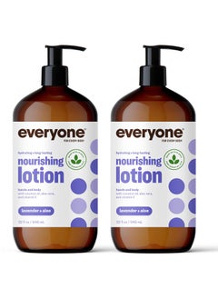 Everyone Nourishing Hand and Body Lotion 32 Ounce Pack of 2 Lavender and Aloe PlantBased Lotion with Pure Essential Oils Coconut Oil Aloe Vera and Vitamin E