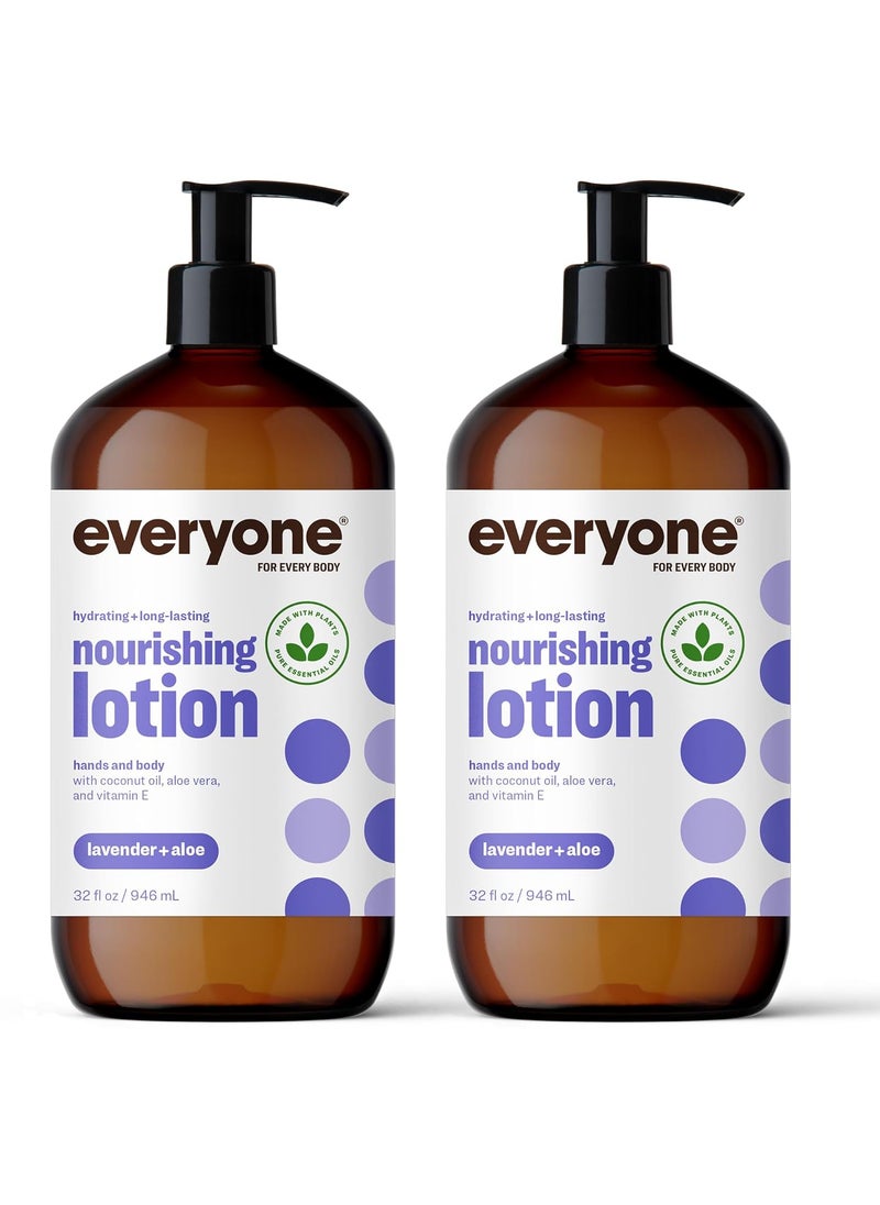 everyone for every body - Everyone Nourishing Hand and Body Lotion 32 Ounce Pack of 2 Lavender and Aloe PlantBased Lotion with Pure Essential Oils Coconut Oil Aloe Vera and Vitamin E - Image 1