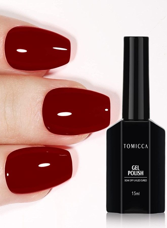توميكا هلام طلاء الأظافر ، 15 مللي النبيذ الأحمر اللون سلسلة جل ورنيش ، ورنيش جل نقع معطلة الأشعة فوق البنفسجية LED هلام مسمار الفن تصميم ملمعات ملونة