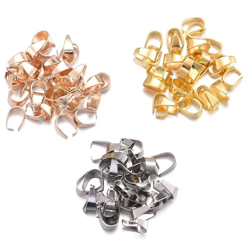 Weyuley 300pcs Mixed Metal Pinch Clip Clasp Bail Finish Necklace Clasps Pendant Clasps Claw Bail,Hook Pendant Connectors Clasps forJewelry DIY Craft Making 6mmx9mm (A573) - Image 2