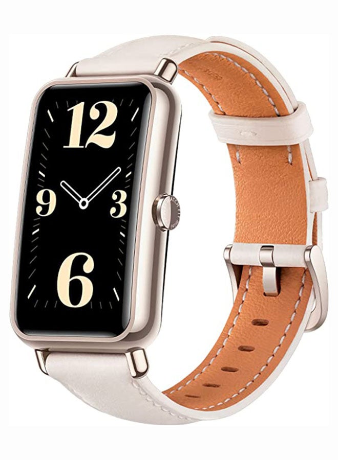 HUAWEI Watch Fit Mini Light Gold Aluminum Case With Leather Strap Frosty White - Image 5