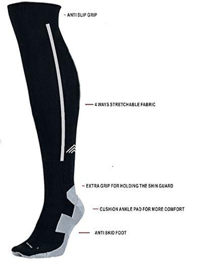 NEVER QUIT Men Polyester Long Soccer Sports Socks Long Over Knee High Tube Athlete Socks (Black) - Image 3
