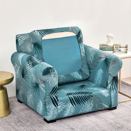 HOKIPO Sofa Cover with Seat Cushion Cover for 1 Seater Sofa | 140gsm Fully Covered Sofa Cover, Aqua Palm Whisper (AR-5950-D9) - Image 1