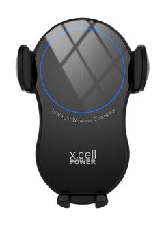 Xcell Xcell Fast Wireless Car Charger with Sensors, 15W Fast Charging Auto-Clamping Car Phone Holder, Car Air Vent Mount for iPhone14 Pro Max/14 Pro/14/13/12/11, Galaxy S22/S21+/S20 Ultra- Black  - Image 1
