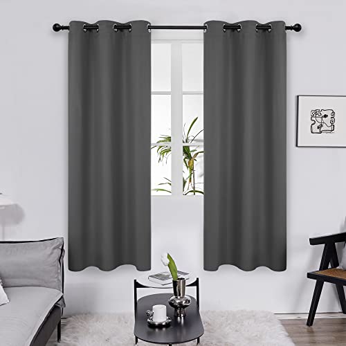 Deconovo Blackout Curtains for Bedroom – Set of 2 42W x 63L Inch Thermal Insulated & Noise Reducing Panels–Home Window Room Darkening Sustainable Grommet Drapes for Living Room and Nursery, Dark Grey - Image 1