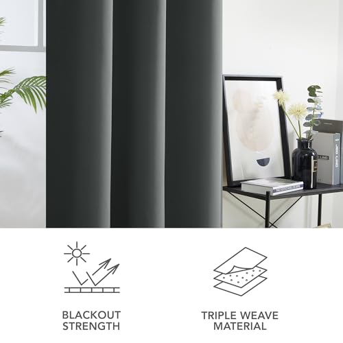 Deconovo Blackout Curtains for Bedroom – Set of 2 42W x 63L Inch Thermal Insulated & Noise Reducing Panels–Home Window Room Darkening Sustainable Grommet Drapes for Living Room and Nursery, Dark Grey - Image 4