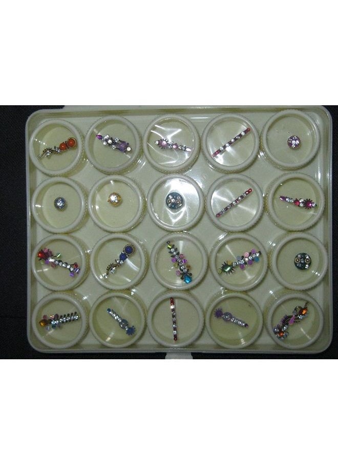 ATCUSA Bindi Box Long Multicolored Crystal Bindis Bridal face Jewels Forehead Tika (Pack of 40 Bindis)  - Image 3
