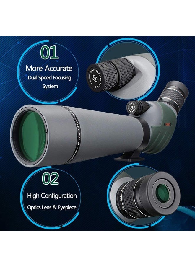 GOSKY 20-60x80 Dual Focusing ED Spotting Scope - Ultra High Definition Optics Scope with Carrying Case and Smartphone Adapter for Target Shooting Hunting Bird Watching Wildlife Astronomy Scenery  - Image 2