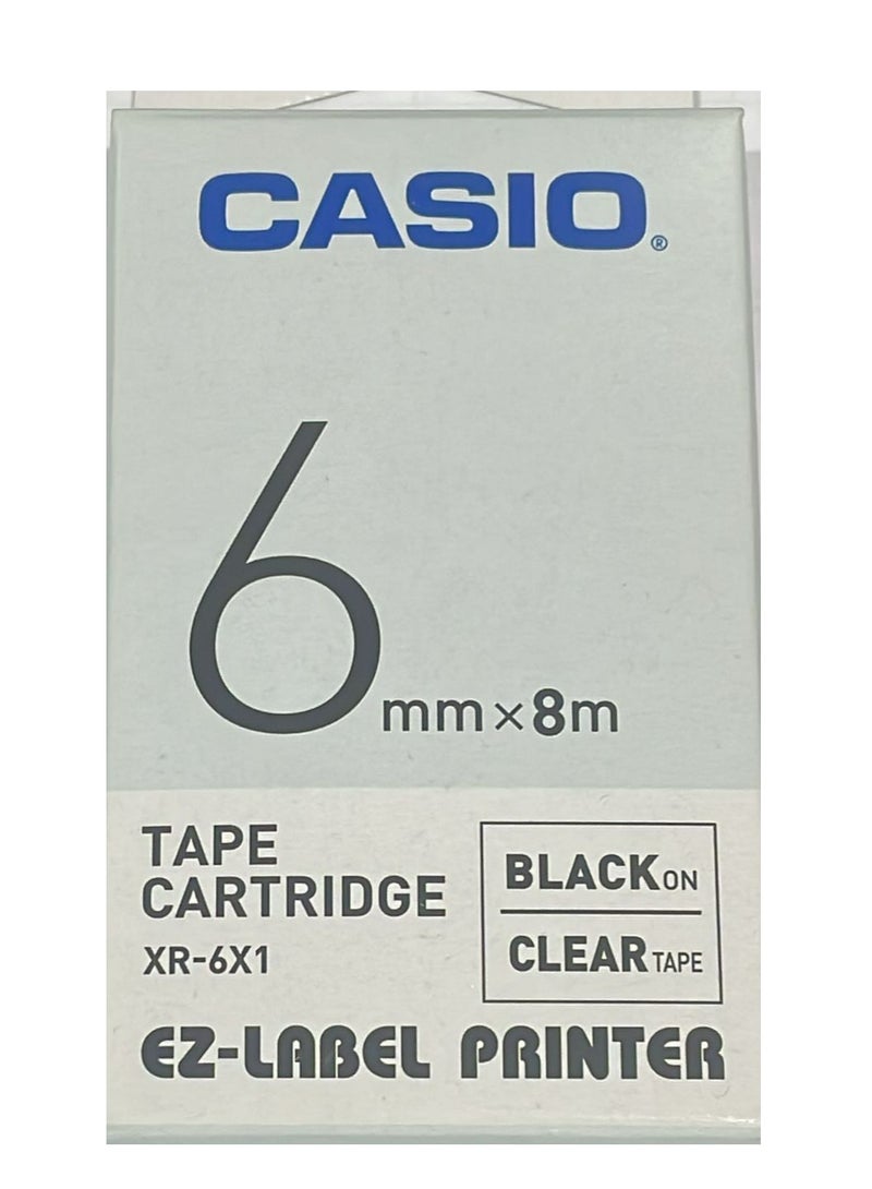 Casio tape cartridge black on clear tape XR-6X