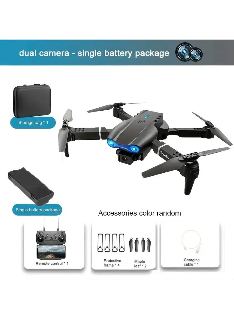 Generic E99 Foldable Drone with Dual Cameras - Black, Rechargeable Polymer Battery  - Image 1