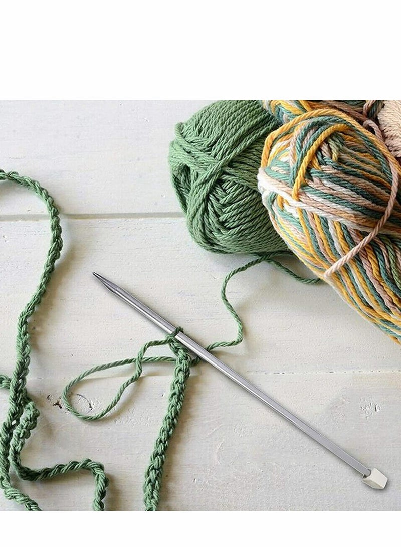 Premium Stainless Steel Knitting Needle Set - 11 Pairs of 25cm Straight Needles with Locking Stitch Markers for DIY Sweater Projects - Image 3