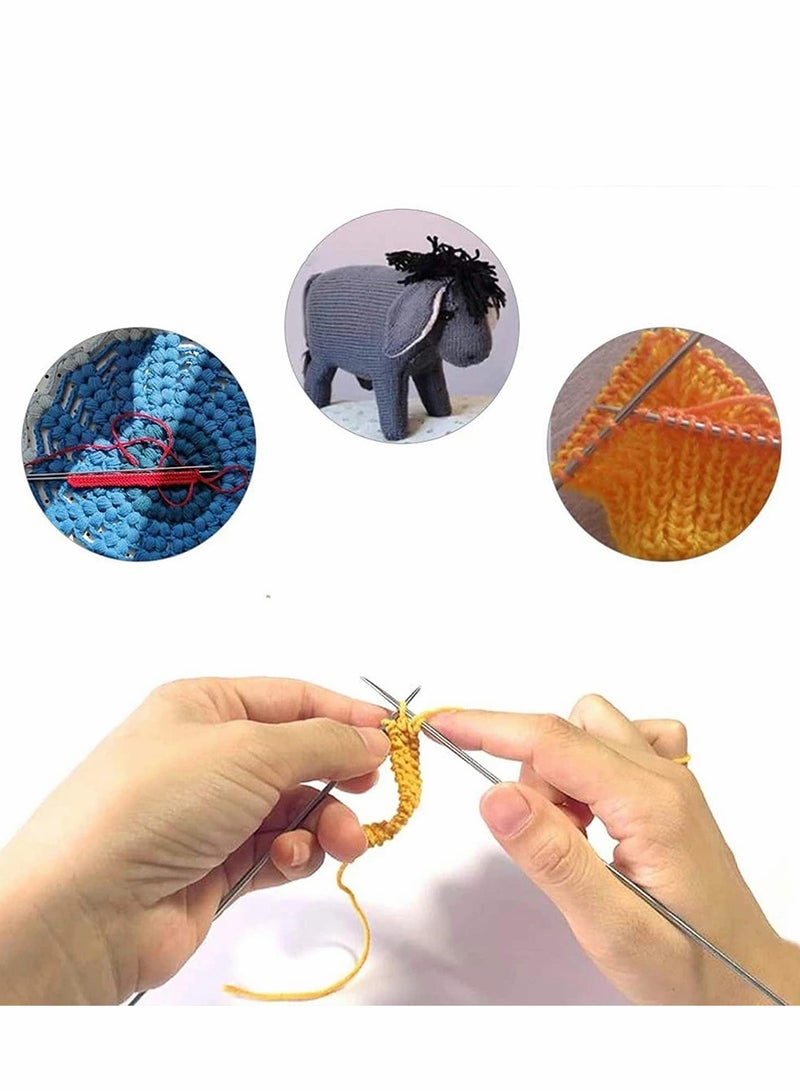 Premium Stainless Steel Knitting Needle Set - 11 Pairs of 25cm Straight Needles with Locking Stitch Markers for DIY Sweater Projects - Image 4