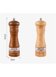 BWSJ 2 Salt and Pepper Grinder Set 67 Inch Wooden Salt and Pepper Mills with Adjustable Coarseness Refillable Manual Pepper Mill Grinder for Home CooksPrimary Color  Vintage Color  - Image 2