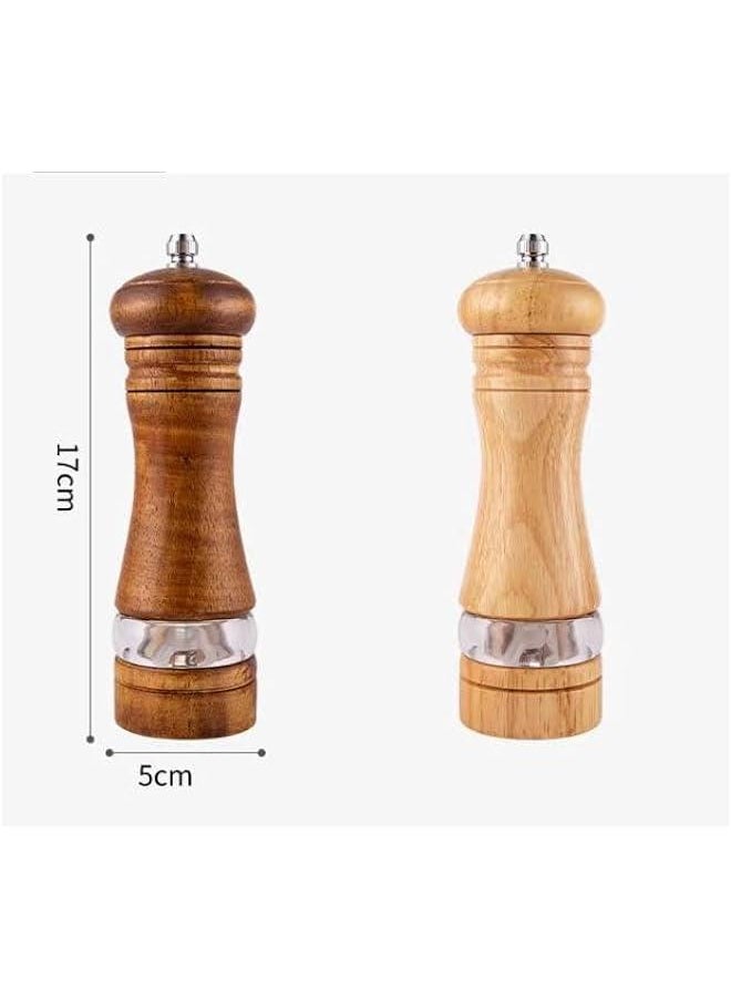BWSJ 2 Salt and Pepper Grinder Set 67 Inch Wooden Salt and Pepper Mills with Adjustable Coarseness Refillable Manual Pepper Mill Grinder for Home CooksPrimary Color  Vintage Color  - Image 2