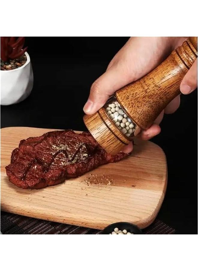 BWSJ 2 Salt and Pepper Grinder Set 67 Inch Wooden Salt and Pepper Mills with Adjustable Coarseness Refillable Manual Pepper Mill Grinder for Home CooksPrimary Color  Vintage Color  - Image 5