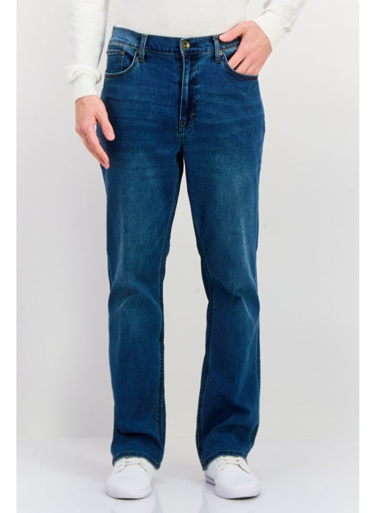 Men Regular Fit Washed Denim Jean, Blue