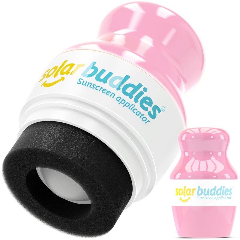 Solar Buddies Sunscreen Applicator - Single Pink - Refillable Roll on Sponge Sunscreen, Suncream & Lotion Applicator For Kids, Adults & Families - Holds 3.4fl oz, Perfect Size for Travel - Image 1
