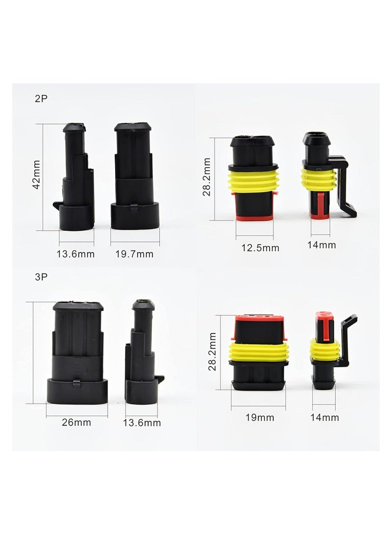 2 Pin Way Waterproof Electrical Connectors HID Plug 1.5mm Series Terminals for Submarine, Car, Truck, Boat, Electrical Wire Connector, Male Female Plug Socket Disconnect Waterproof Plug Play (20PCS)
