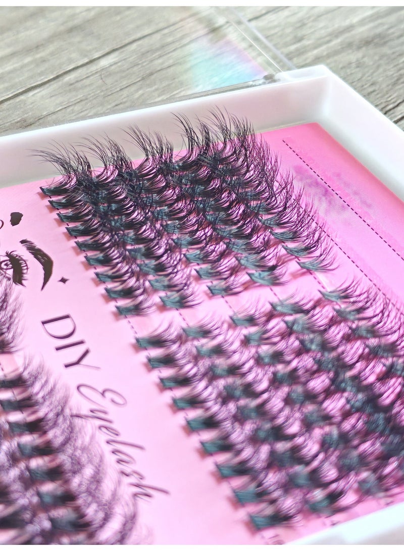 Natural graduated individual eyelashes, 180 pieces (one by one cluster ) mixed length lashes with Bond & Seal eyelash adhesive + free Natural French Fingernails 24pcs - Image 5