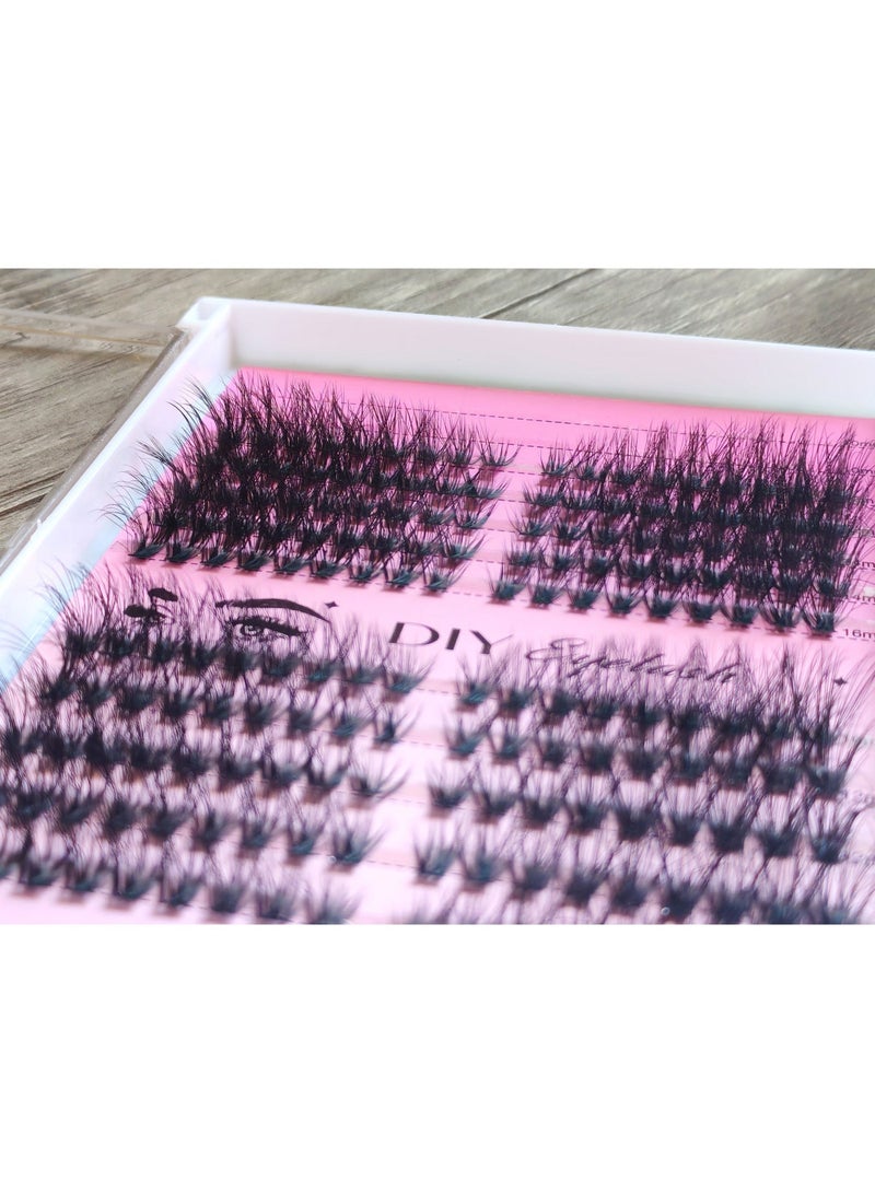 Natural graduated individual eyelashes, 180 pieces (one by one cluster ) mixed length lashes with Bond & Seal eyelash adhesive + free Natural French Fingernails 24pcs - Image 2