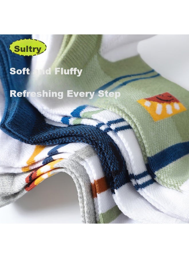 LANG SHA Langsha Children's Socks, Spring And Summer Thin Mesh Socks, Boys' Boat Socks, High-elastic Breathable Invisible Socks For Older Children, Students' Short Socks - Image 4