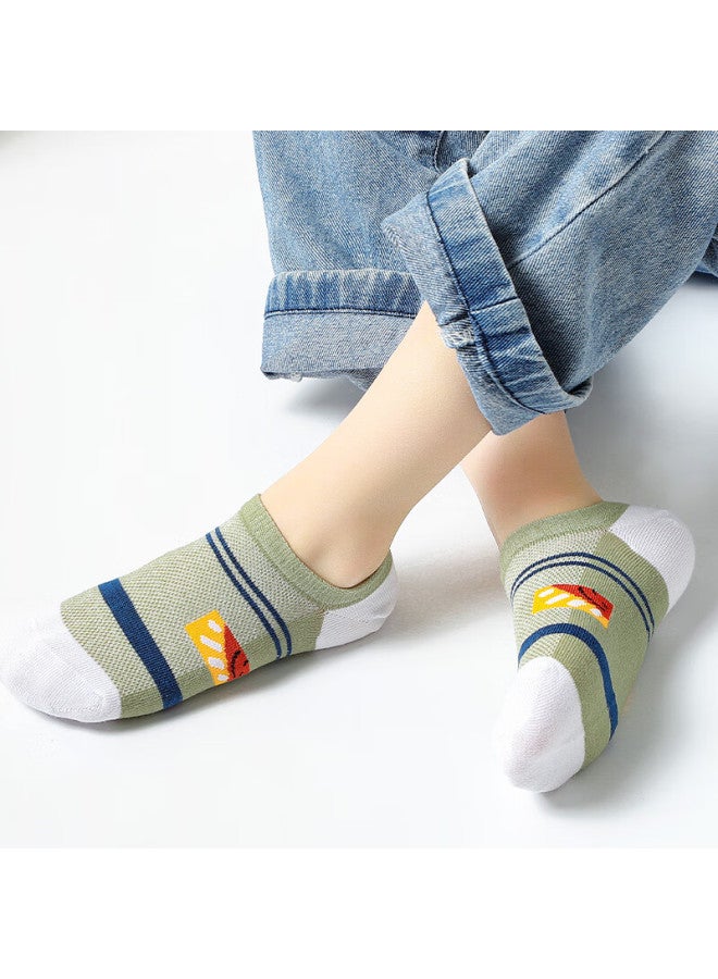 LANG SHA Langsha Children's Socks, Spring And Summer Thin Mesh Socks, Boys' Boat Socks, High-elastic Breathable Invisible Socks For Older Children, Students' Short Socks - Image 5