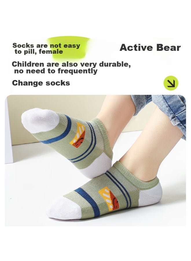 LANG SHA Langsha Children's Socks, Spring And Summer Thin Mesh Socks, Boys' Boat Socks, High-elastic Breathable Invisible Socks For Older Children, Students' Short Socks - Image 2