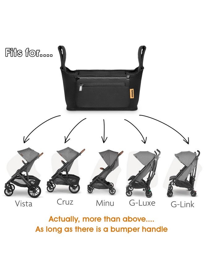 Boffinby Parent Organizer Bag, Stroller Organizer Fits for Uppababy Vista, Cruz, Minu, Stroller Caddy with Cup Holder, Zippered Pocket, Multiple Pockets and Adjustable Straps, Easy to Carry - Image 4
