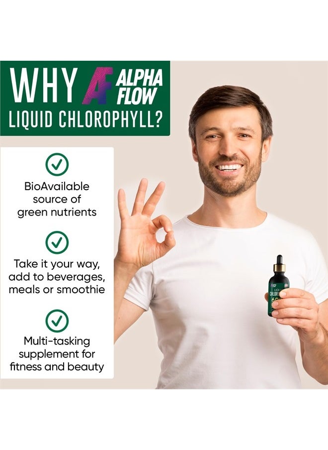 ALPHA FLOW - Chlorophyll Liquid Drops 6000 mg - Premium Liquid Chlorophyll Supplement - All-in-One Antioxidant for Immune Boost, Energy Increase, Digestion Support & Fast Detox - Non-GMO, Vegan - Image 1