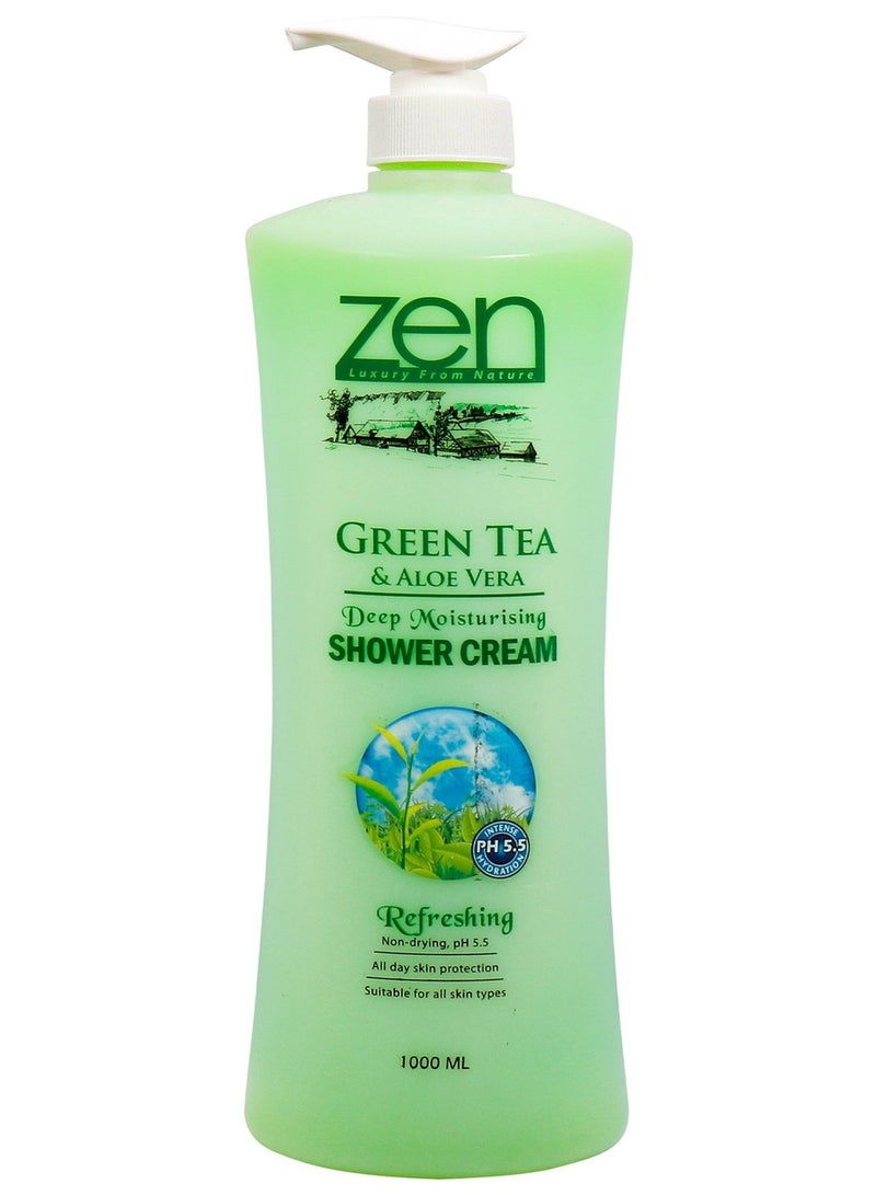 Zen كريم استحمام شاي أخضر وصبار 1 لتر