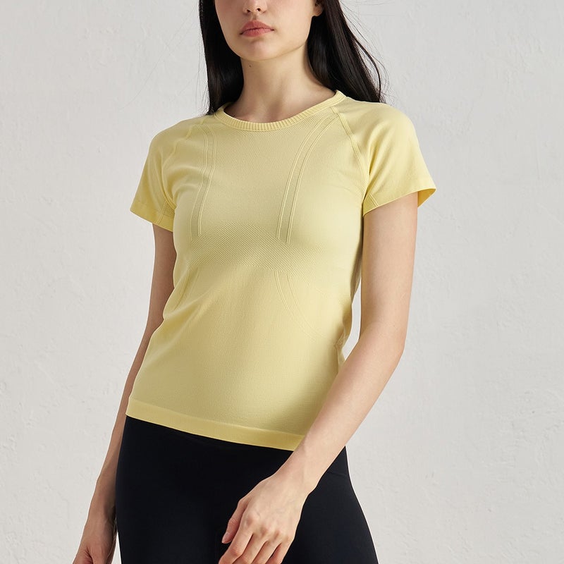 Tian Hong Women's Seamless Barely-There Round Neck Yoga T-Shirt Short Sleeve Athletic Top for Pilates Running Breathable - Image 1