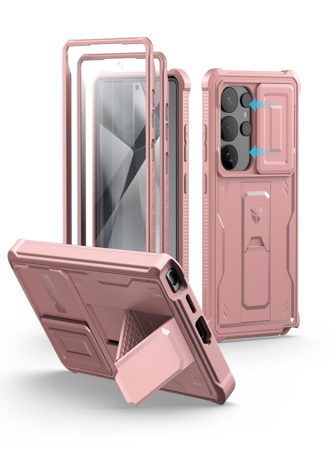 Dexnor for Samsung Galaxy S25 Ultra Case with Built-in Slide Camera Cover & Screen Protector & Kickstand, Heavy-Duty Shockproof Rugged Full-Body Bumper Cover for Galaxy S25 Ultra(2025),Peony Pink - Image 1