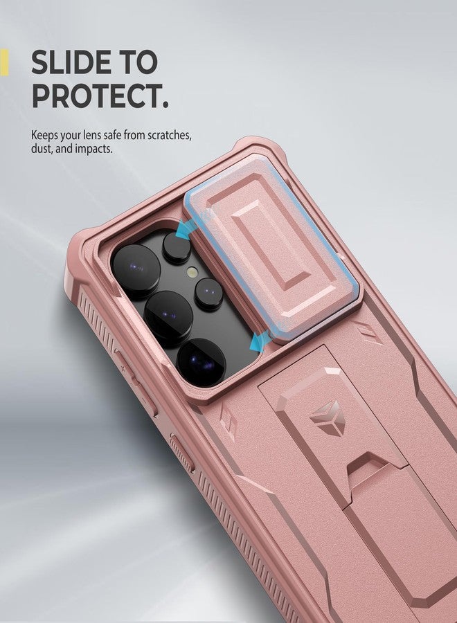 Dexnor for Samsung Galaxy S25 Ultra Case with Built-in Slide Camera Cover & Screen Protector & Kickstand, Heavy-Duty Shockproof Rugged Full-Body Bumper Cover for Galaxy S25 Ultra(2025),Peony Pink - Image 3