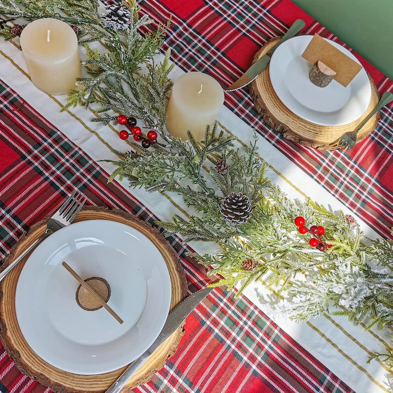 Winlyn 6 زينة عيد الميلاد الاصطناعية الطويلة من الصنوبر والأرز الثلجي مع مخاريط الصنوبر والتوت الأحمر وزينة الشتاء لعيد الميلاد وحفلات الزفاف وزينة العطلات الموسمية ومفرش الطاولة وديكور المدفأة - Image 4