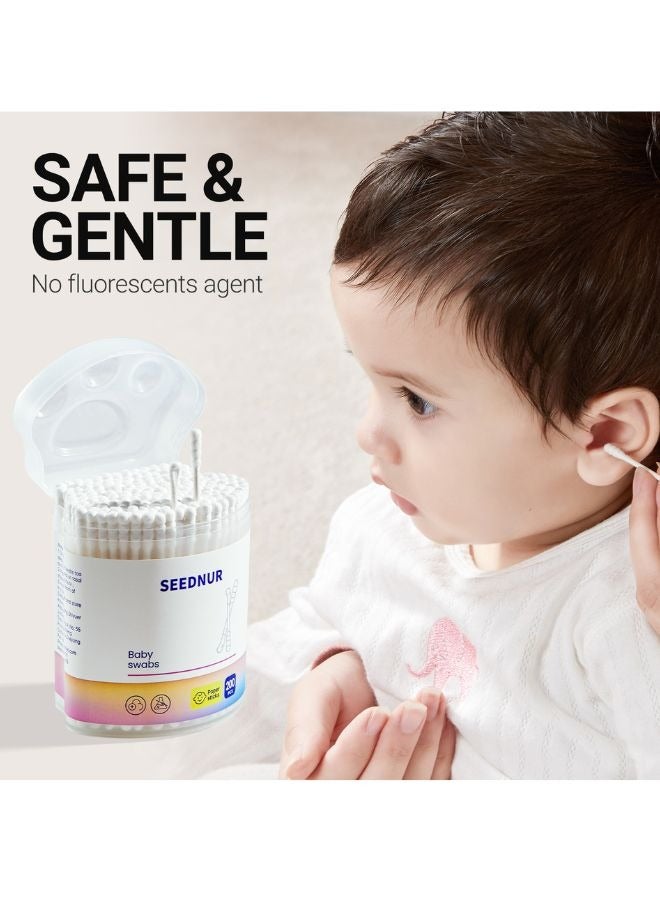 Seednur Safety Clean Swabs with 3.5mm Tips Design for Newborn Baby and Children 100% Biodegradable Chlorine, Fluorescents Agent Free & Hypoallergenic Swabs - Image 1