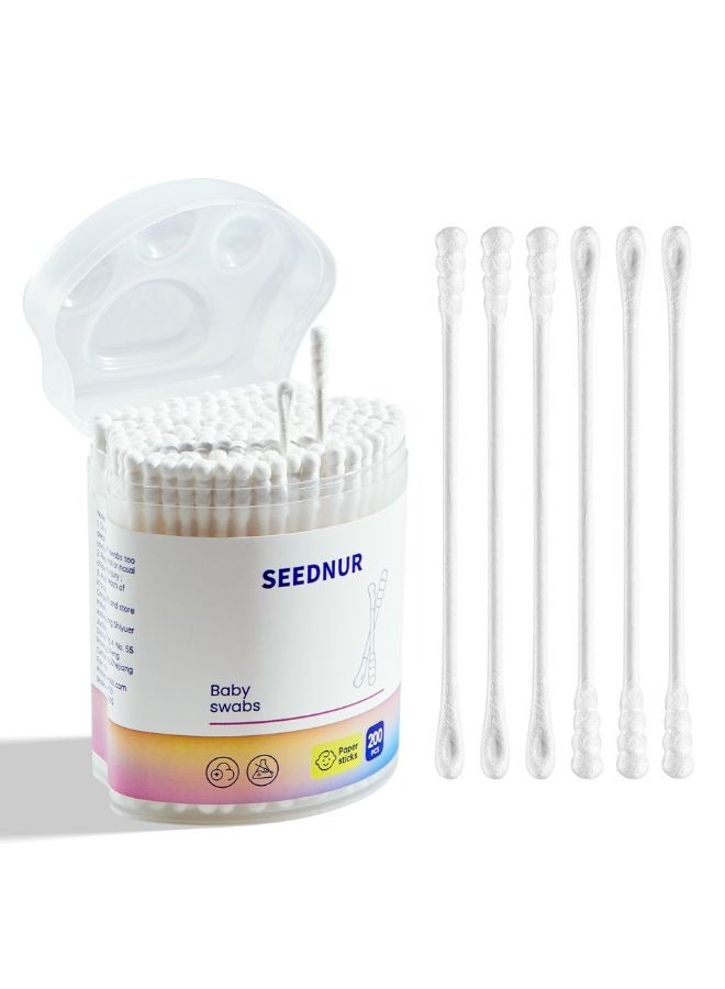 Seednur Safety Clean Swabs with 3.5mm Tips Design for Newborn Baby and Children 100% Biodegradable Chlorine, Fluorescents Agent Free & Hypoallergenic Swabs - Image 2