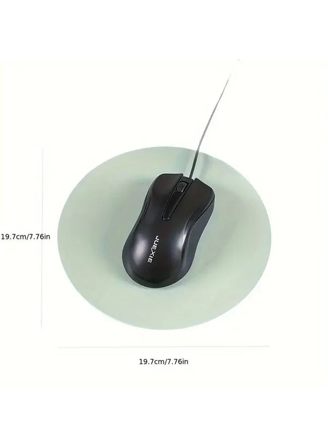Gray Minimalist Round Mouse Pad Non Slip Washable PVC Desk Mat For Office And Gaming - Image 2