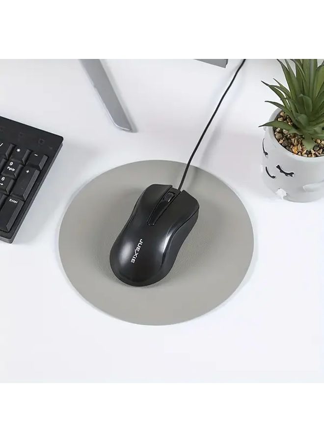 Gray Minimalist Round Mouse Pad Non Slip Washable PVC Desk Mat For Office And Gaming - Image 4